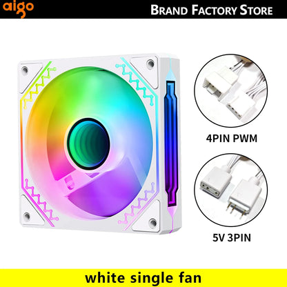 Aigo PC boîtier ventilateur Gamer ordinateur 120mm RGB Kit ventilateurs 4PIN PWM refroidisseur d'eau CPU ventilateur de refroidissement 3pin5v espace illimité Argb ventilateur