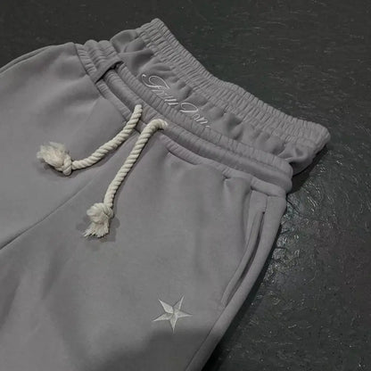 Pantalon décontracté pour hommes, taille élastique, cordon de serrage réglable, Long, avec poches, faux deux pièces, imprimé étoiles, pantalon de loisirs