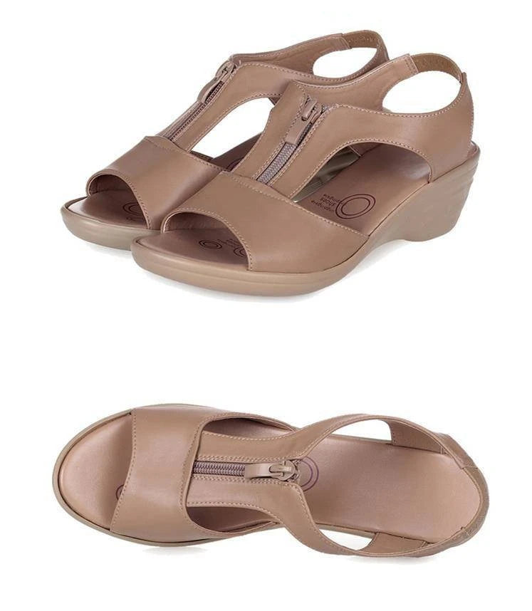 WOIZGIC-Sandales à plateforme en cuir PU pour femme, chaussures de plage coordonnantes, fermeture éclair, taille 35-41 PGP-1153
