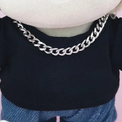 Pour V1 V2 V3 Labubu pendentifs collier en argent avec couvre-chef Labubu tenue collier accessoires