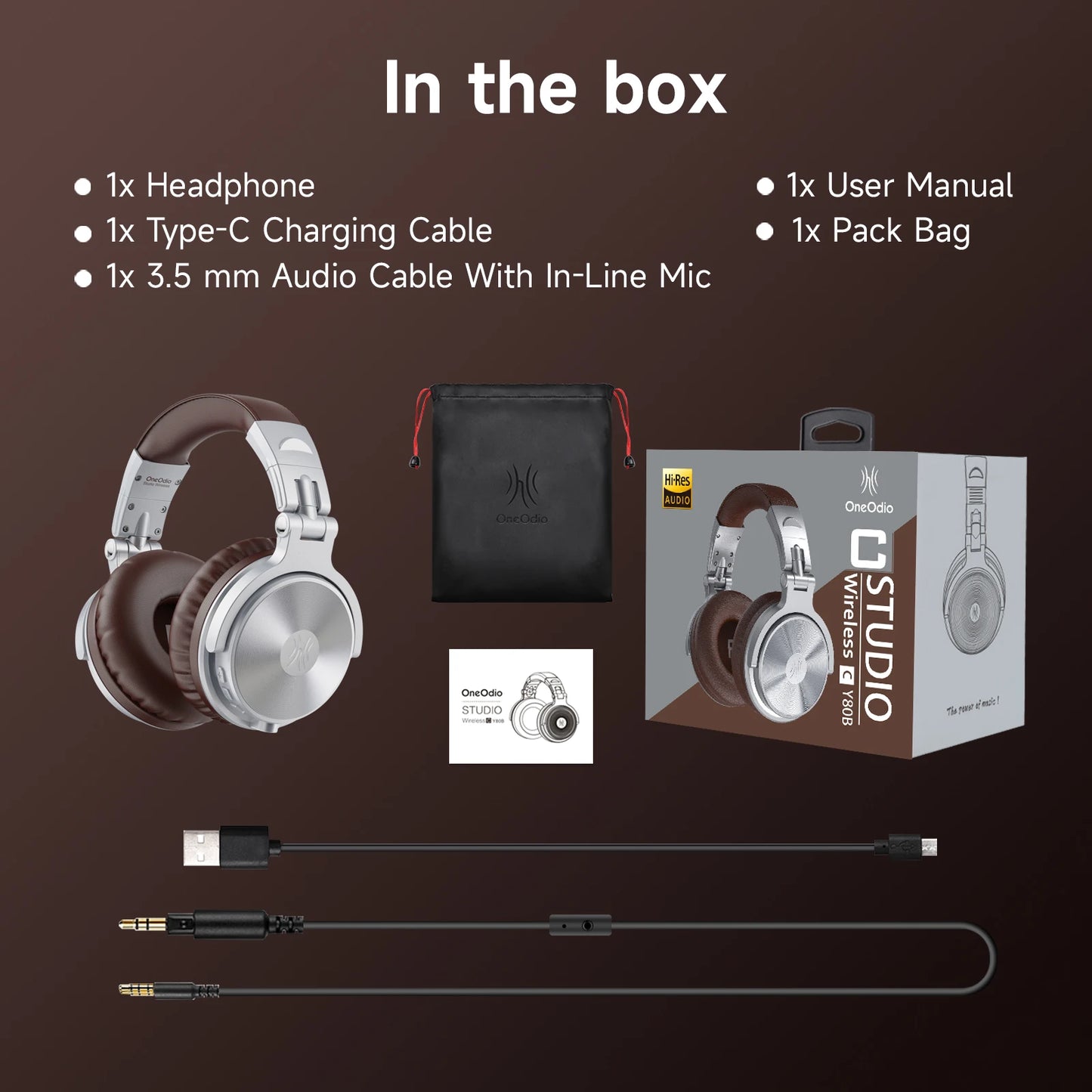 Oneodio-Casque d'écoute sans fil Bluetooth 5.2