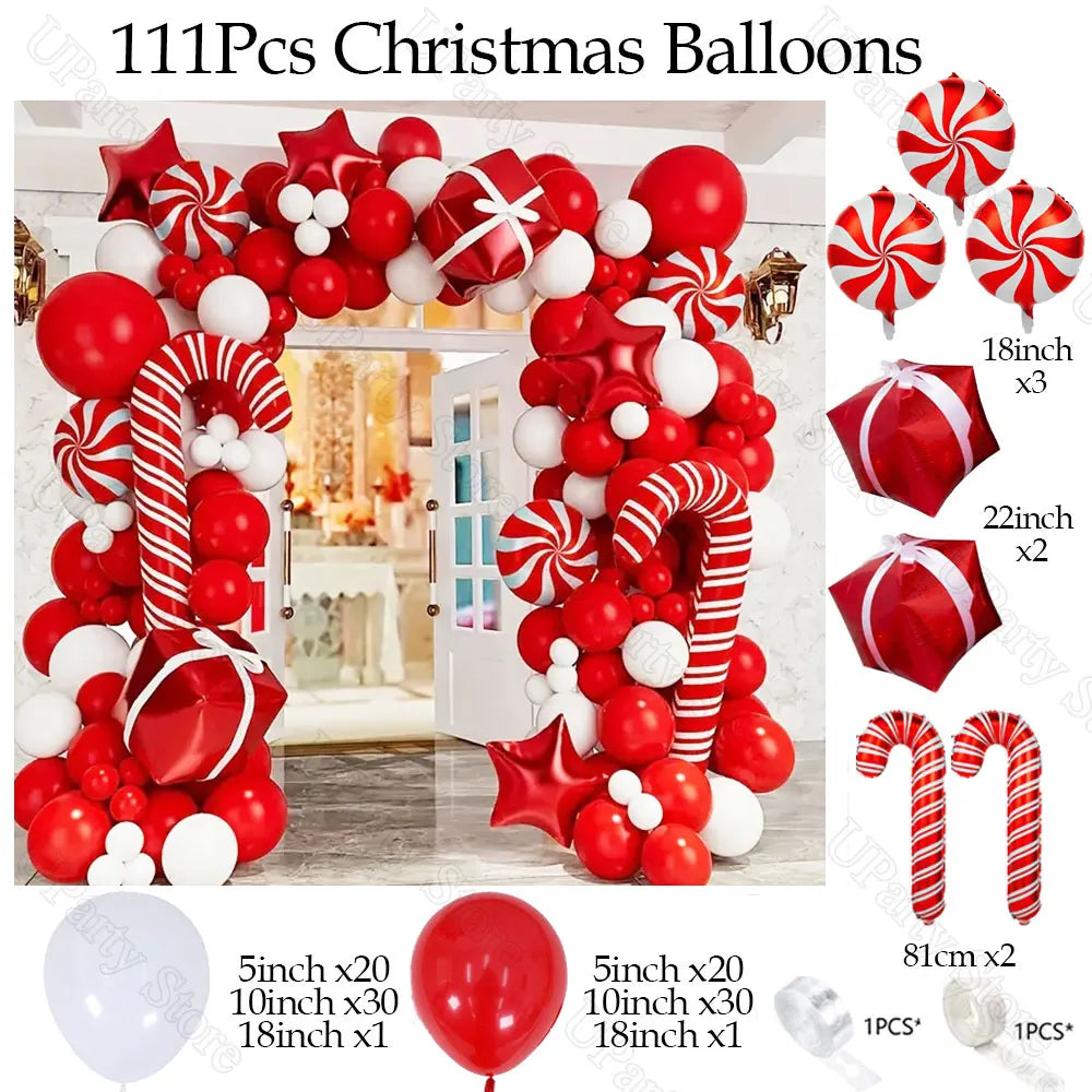 Guirxiété de Ballons de Bonbons de Noël, Cadeau, Elk, Canne Bonbon, Pain d'Épice, Homme, Père Noël, Utiliser un Arc, Décor de ix