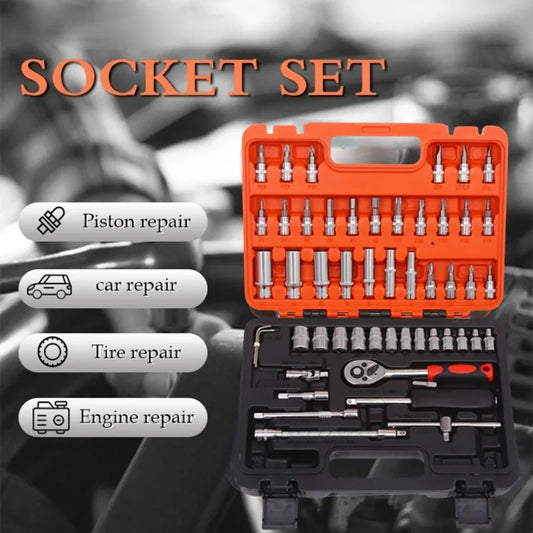 53 pièces Kit d'outils de réparation automobile clé dynamométrique à cliquet douilles ensembles d'outils voiture tout-terrain motos Combo ensemble d'outils de réparation automobile