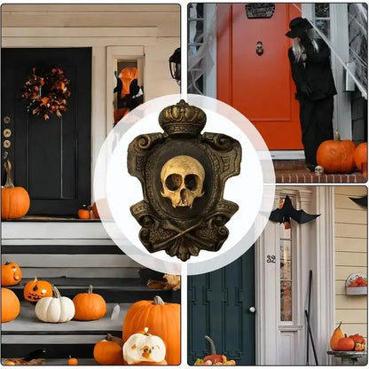 Sculpture de crâne d'halloween, décorations de fête gothique foncée, de vacances, Statues de crâne mystérieux et effrayants, tentures murales, ornements muraux cadeaux