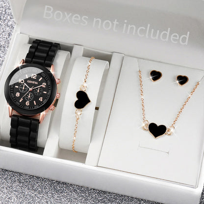 Ensemble de montres à quartz avec bracelet en silicone pour femme,  sans boîte, 5 pièces, 6 pièces