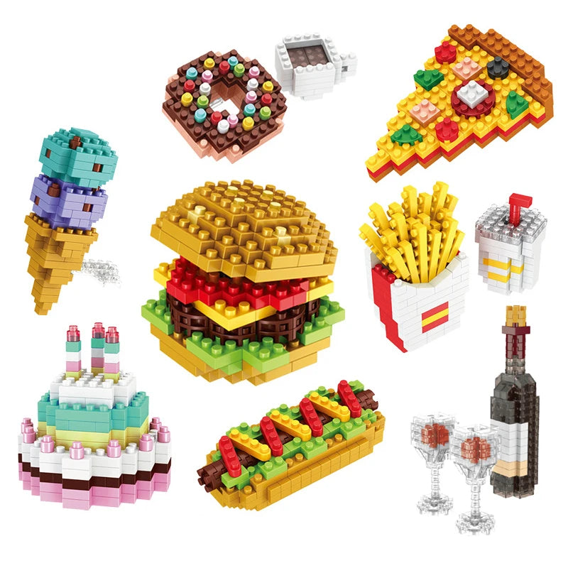 Mini blocs Moc Fast Food Burger crème glacée frites français blocs de diamant bricolage Puzzle assemblage ornement jouets pour enfants cadeau de vacances