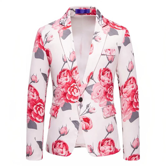 Veste décontractée trempée d'art floral pour hommes, blazer d'affaires, vêtements pour hommes, 2025
