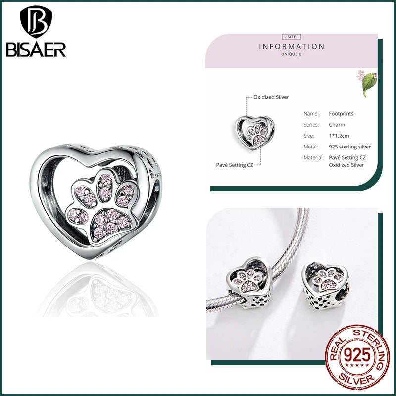 BISAER 925 en argent Sterling mignon chien breloque perle teckel animal de compagnie pendentif platine plaqué ajustement femmes Bracelet à bricoler soi-même bijoux fins