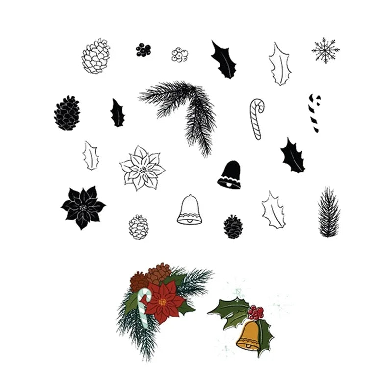 Timbres transparents de vacances de Noël, matrices de découpe, papier de scrapbooking, houx exécutif, décoration de boîte-cadeau, cadres, artisanat de cartes