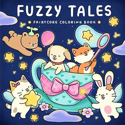 FUZZY FRIENDS Livre de coloriage mignon et confortable pour adultes et adolescents avec des créatures adorables dans des moments Hygge confortables pour la relaxation