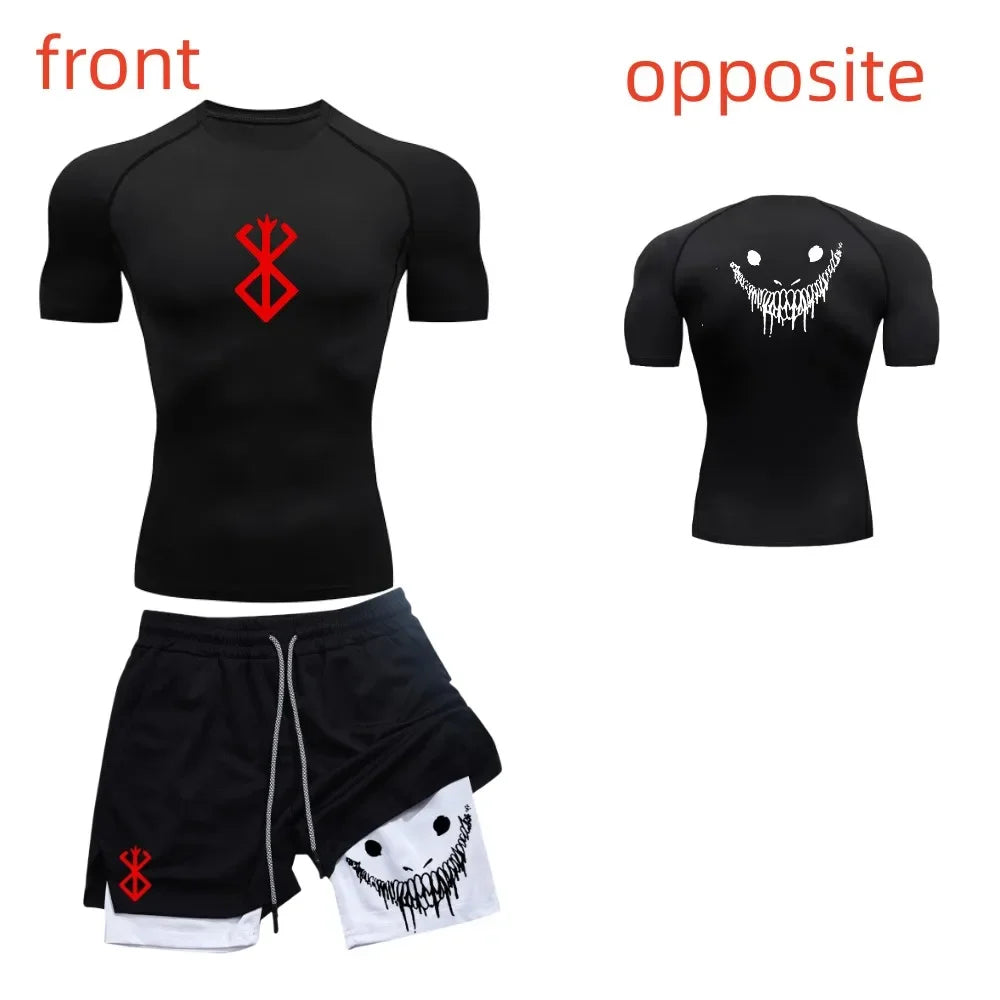 Ensemble de fitness décontracté à la mode pour hommes, vêtements de sport à séchage rapide, shorts + chemise, ensemble 2 pièces, course à pied, entraînement, été