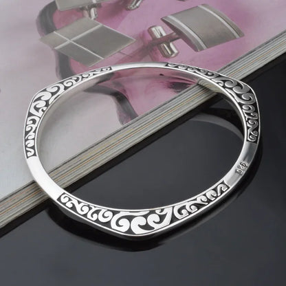 Nouveauté 925 Bracelets tibétains en argent Sterling femmes manchette Bracelet Bracelet offre spéciale de luxe avec timbre bijoux