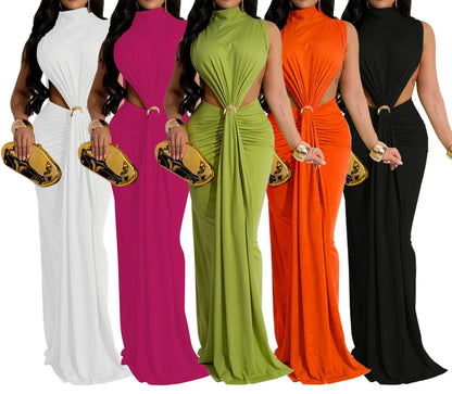 Robe de soirée pour femmes, sans manches, Sexy, fente latérale, mode, ajourée, robes d'été, longues robes de bal formelles, 2021, XS31