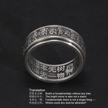 Bagues Vintage en argent Sterling 925 véritable pour hommes, bagues tibétaines rotatives à Six mots Mantra Om Mani Padme Hum, bijoux bouddhistes