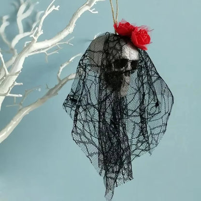 Décorations de crâne d'halloween, ornements suspendus de crâne en mousse, tête d'os de vêtements de mariée, accessoires de décoration d'horreur de maison hantée