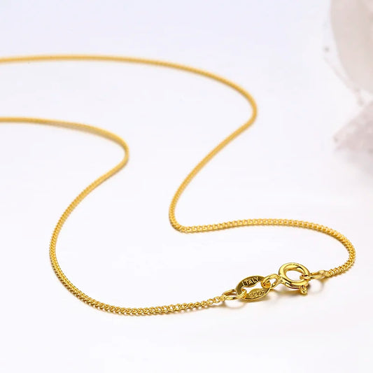 35 cm-80 cm 1mm mince 925 en argent Sterling couleur or jaune gourmette chaîne colliers ras du cou femmes filles bijoux Kolye Collares Collier