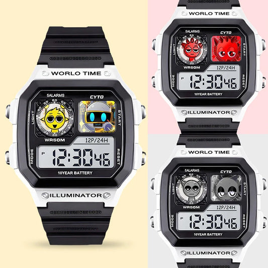 Kawaii Sprunki dessin animé enfants montre Sport montres bracelet en Silicone LED étanche montre numérique pour enfants montre-bracelet électronique