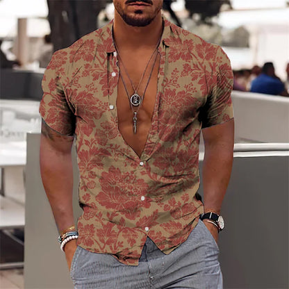 AMP Tree-Chemise hawaïenne imprimée en 3D pour hommes, chemise de plage pour hommes, chemisier à manches courtes, chemises en Y à la mode, 3XL, 2023
