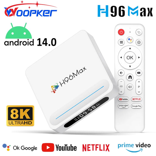 WOOPKER TV Box H96 MAX H618 PLUS 8K Android14.0 Allwinner H618 BT5.4 WiFi6 Mouse Support Media Player 4G32G 128G Set Top Box
