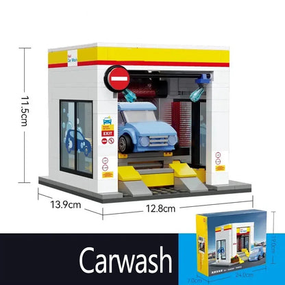 MOC City – Station de vente au détail, série de lavage de voiture, bloc de construction, modèle de dépanneur, briques, jouets pour enfants, cadeaux de bricolage