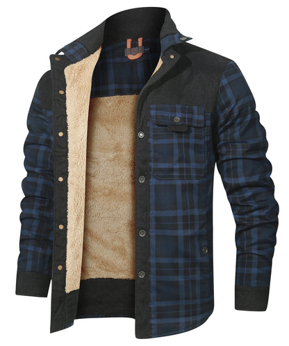 Vestes d'hiver pour hommes, coupe-vent, chaud, décontracté, manteau bombardier à carreaux, doublure Sherpa, flanelle, extérieur, classique, doux, taille américaine