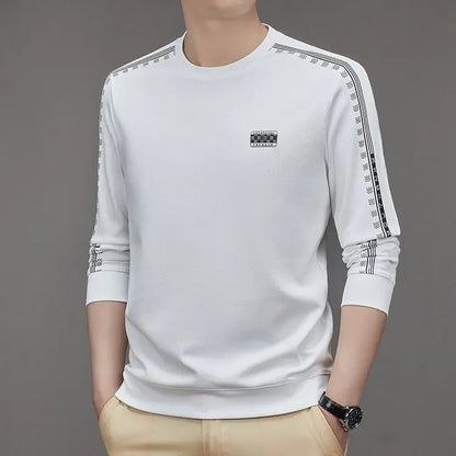 Sweat à capuche minimaliste à col rond pour homme, étiquette rayée, décontracté, confortable, polyvalent, mode printemps et automne, nouveau, 2023