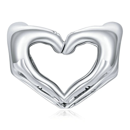 BISAER 925 en argent Sterling coeur série breloque perle coloré Zircon pendentif ajustement famille fête des mères anniversaire Bracelet bijoux à bricoler soi-même