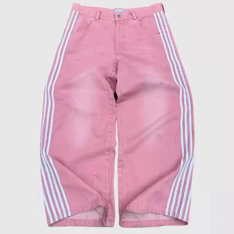 Y2K – jean Baggy rétro pour hommes, broderie croisée américaine, Patchwork, ample, Streetwear, pantalon gothique à jambes larges
