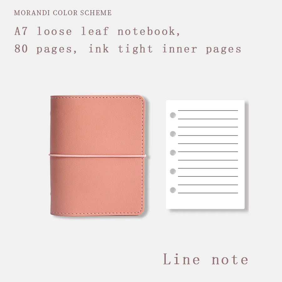 Cahier A7 à Feuilles Mobiles en Cuir Souple,