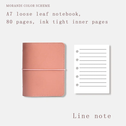 Cahier A7 à Feuilles Mobiles en Cuir Souple,