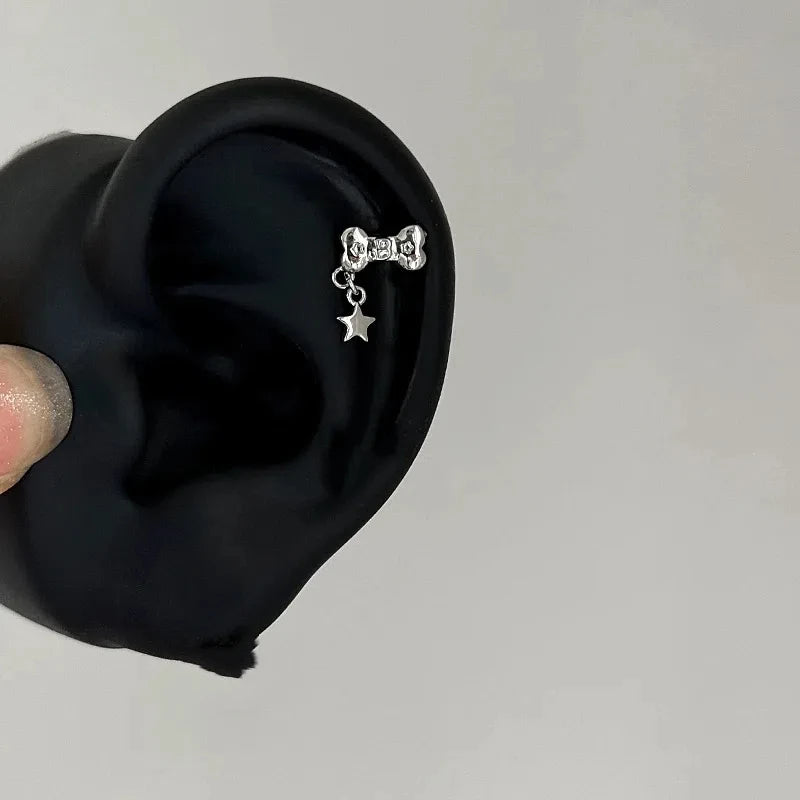 Boucles d'oreilles en argent pour femmes, 1 pièce, griffe d'os de chien en acier inoxydable 316L,