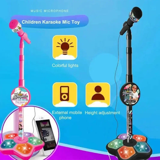 Microphone pour enfants avec support, chanson de karaoké, micro Vertical, Instrument de musique, jouets éducatifs d'entraînement cérébral, cadeau d'anniversaire pour fille et garçon