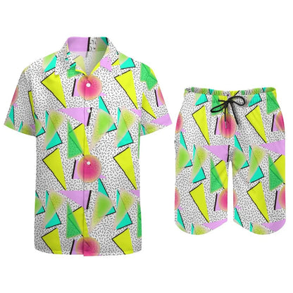 Ensemble champignon magique psychédélique pour hommes, chemise décontractée imprimée en 3D, short de plage surdimensionné, ensemble 2 pièces, costumes hawaïens pour vacances