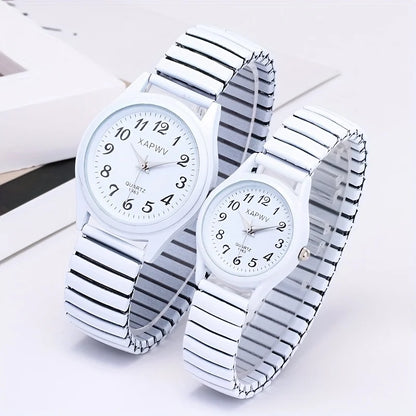 Bande élastique élastique Quartz Couple mode paire montre d'âge moyen et personnes âgées grand cadran pointeur Surface numérique montre pour hommes femmes