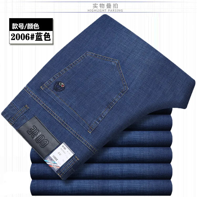 Jean Denim Fin pour Homme, Pantalon Droit, Décontracté, Bleu, Noir, Gris, Vêtements d'Été, Taille 40 42