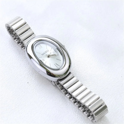Belles montres ovales pour femmes et filles, bracelet Simple en cuir et acier inoxydable, nouvelle collection 2025