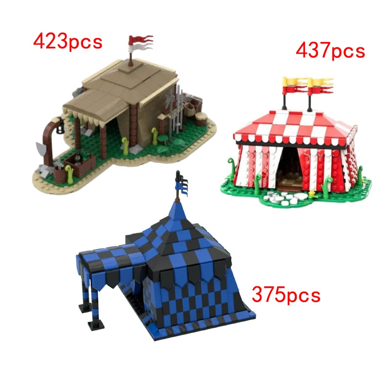 CreSauu-décennie s de construction d'architecture médiévale assemblés par des parents, puzzle modèle de tente, vue sur la rue, petits MOC-132503 ponctuels, 85668, 145861