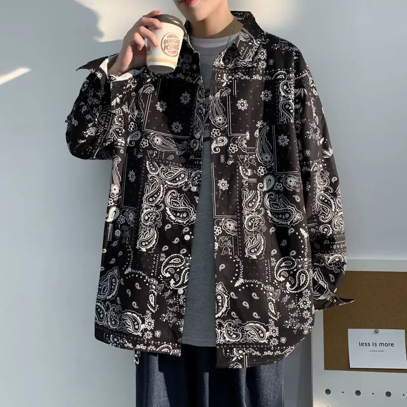 Chemises à col rabattu à manches longues pour hommes, impression Aadt, beau printemps, mode d'été mince, streetwear décontracté, vêtements à boutons