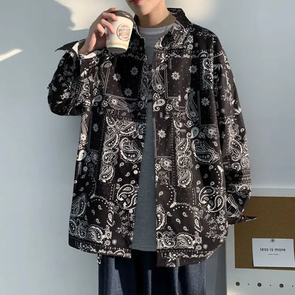 Chemises à col rabattu à manches longues pour hommes, impression Aadt, beau printemps, mode d'été mince, streetwear décontracté, vêtements à boutons