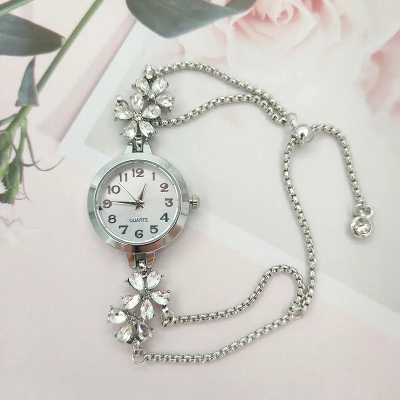 Montre-bracelet à quartz de luxe léger pour femme, cristal de verre exquis de qualité supérieure,