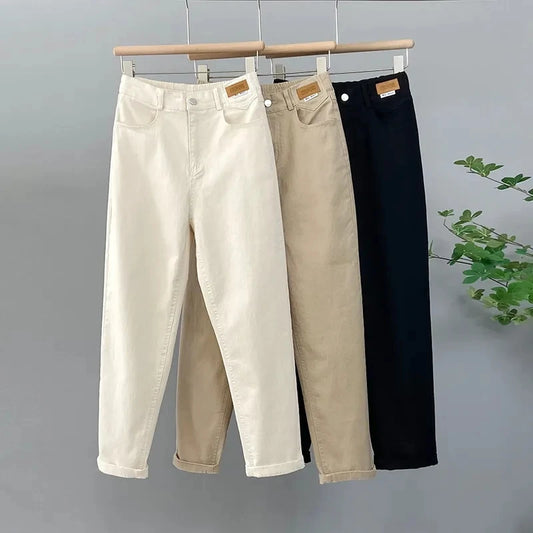 Pantalon en denim taille haute pour femme, style coréen, décontracté, adt ingent Harun, FJLadies, automne, nouveau, 2025