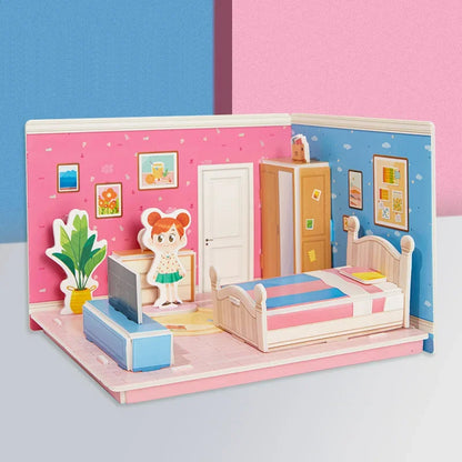 4 pièces/ensemble enfants à la main bricolage chambre modèle Puzzle cuisine chambre salon salle de bain 3D stéréo carton Puzzle