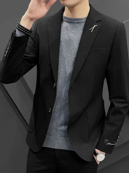 Costumes habnommée et blazers pour hommes, ensemble de tenues formelles pour hommes, mode décontractée, olympiques élégants, grandes tailles, mode de cérémonie, tendances, gris, 2 pièces