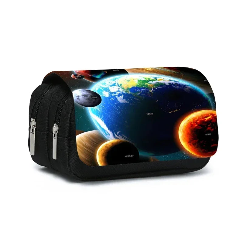 Cosmic Planet – étui à stylos à rabat Double couche pour garçons et filles, meilleurs cadeaux, fournitures scolaires de dessin animé 3D, sacs à crayons pour enfants