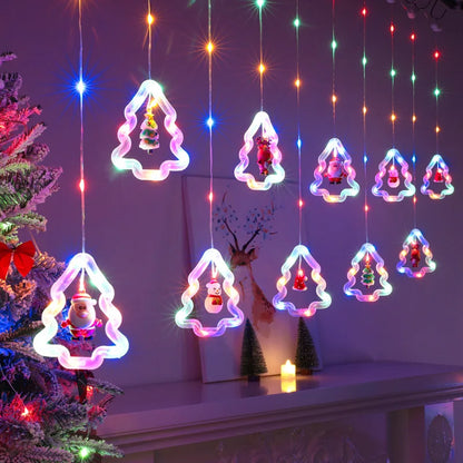 Rideau lumineux de noël en forme d'étoile du père noël, prise USB, guirlande de fête de vacances, pour la maison, la chambre à coucher, la décoration de fenêtre