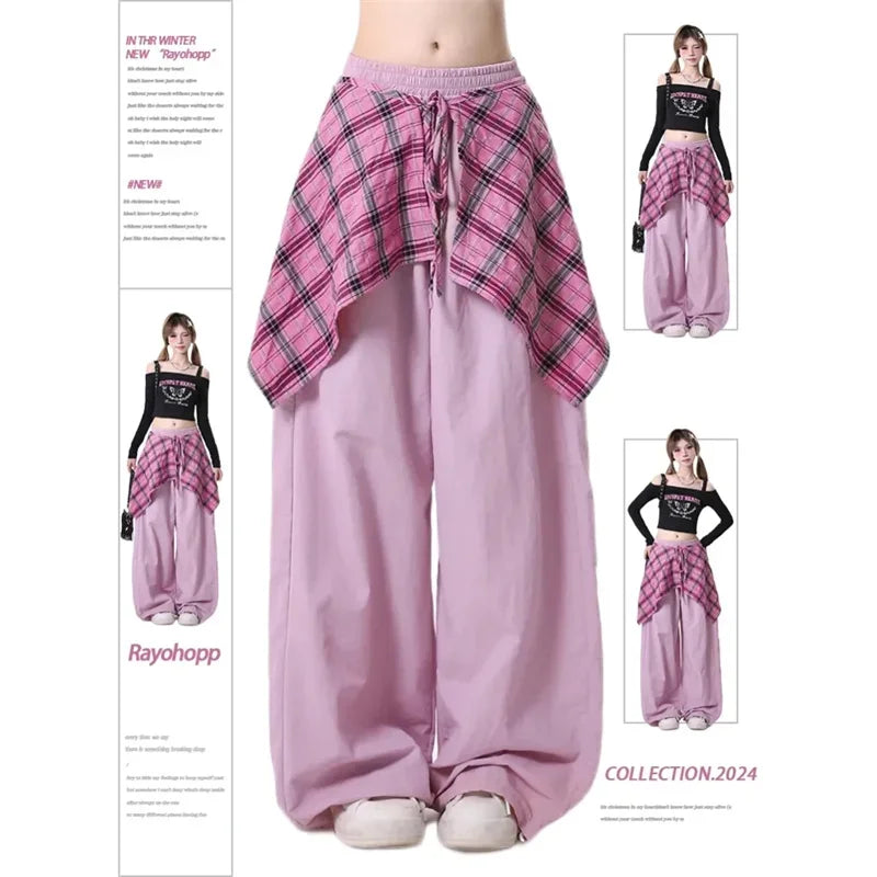 Pantalon de survêtement Hip-pop pour femmes, mode Harajuku Y2K, gothique, doux, jambes larges, Chic coréen, taille haute, ample, danse, 2025