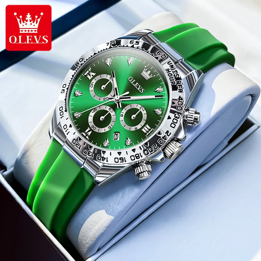 OLEVS 5618  montre de luxe Original Quartz femmes montre Silicone étanche montre calendrier chronographe