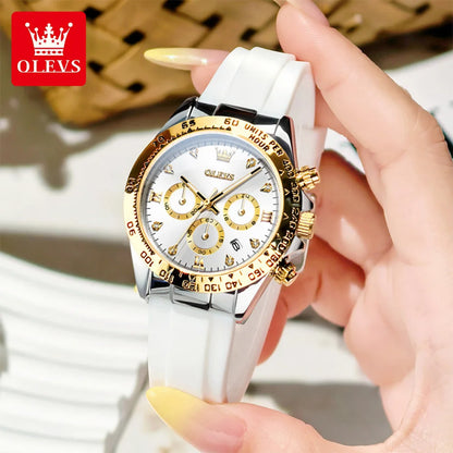 OLEVS 5618  montre de luxe Original Quartz femmes montre Silicone étanche montre calendrier chronographe