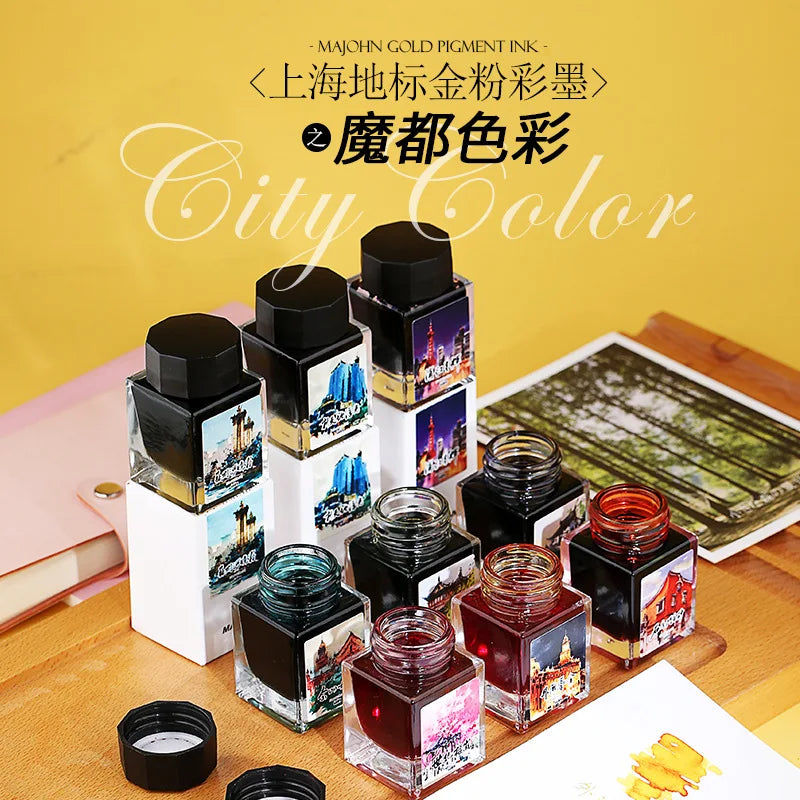 moonman - poudre d'or encre colorée trempée dans le stylo plume 20 ml