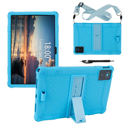 Étui souple pour Lenovo Tab M11 TB330FU TB331David, support de déclinaison en silicone pour Lenovo Xiaoxin Pad 2024 11 pouces avec stylet tactile à sangle